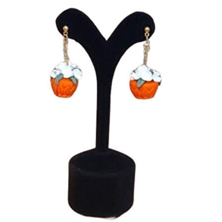 Uretti - Hatice 4962 3658 El Yapımı Turuncu Saksı Botanik Polimer Kil Küpe