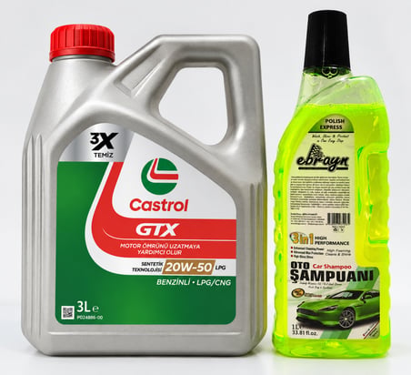 CASTROL GTX MOTOR YAĞI 20W-50 LPG 3 Litre + Oto Şampuan 1000 ml 