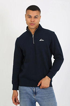 5259-2 Premium Kalite Üç Iplik Yarım Fermuarlı Relax Fit Sweatshırt