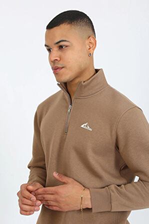 5259-2 Premium Kalite Üç Iplik Yarım Fermuarlı Relax Fit Sweatshırt