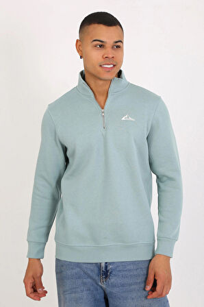 5259-2 Premium Kalite Üç Iplik Yarım Fermuarlı Relax Fit Sweatshırt