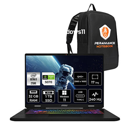 MSI Crosshair 17 HX AI Ultra 9 275HX 32GB 1TB SSD RTX5070/8GB 115W 17" 2K QHD+ 240Hz W11H Gaming