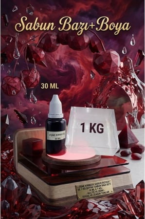 1 KG Şeffaf Sabun Bazı ve 30 ML Vişne Kırmızı Sabun Boyası Yoğun Parlaklık