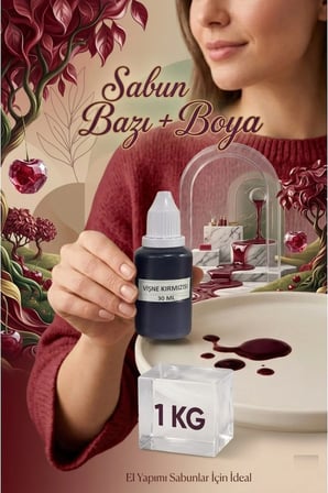 1 KG Şeffaf Sabun Bazı ve 30 ML Vişne Kırmızı Sabun Boyası Yoğun Parlaklık