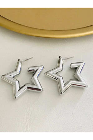 Kadın İthal Yıldız Küpe 4 cm
