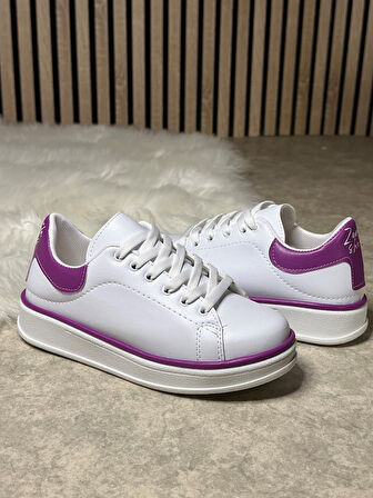 Günlük Kadın Sneaker Spor Ayakkabı Bağcıklı Rahat Hafif Kalın Tabanlı 525G