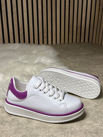 Günlük Kadın Sneaker Spor Ayakkabı Bağcıklı Rahat Hafif Kalın Tabanlı 525G