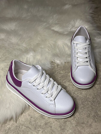 Günlük Kadın Sneaker Spor Ayakkabı Bağcıklı Rahat Hafif Kalın Tabanlı 525G