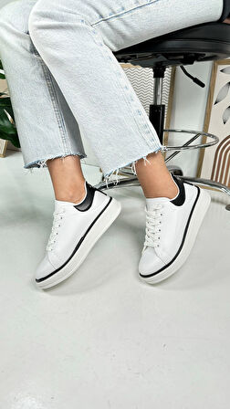 Günlük Kadın Sneaker Spor Ayakkabı Bağcıklı Rahat Hafif Kalın Tabanlı 525G