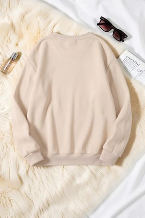 Unisex Desenli Kelebek Baskılı Bisiklet Yaka Sweatshirt