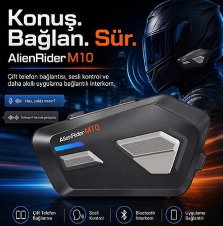 AlienRider M10 Bluetooth Kask İnterkomu - IP67