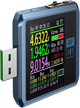 FNIRSI FNB48P USB Test Cihazı Voltmetre Ampermetre