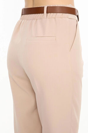 Belizzia BEL LASTİKLİ KEMERLİ DUBLE PAÇA KADIN PANTOLON