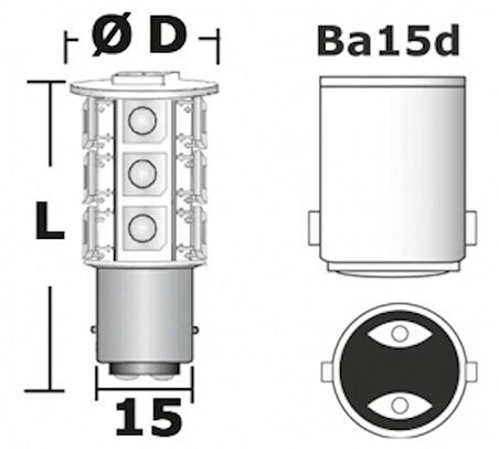 Ledli Ampul BA15D Sıcak Beyaz 12/24V 3.2W 295 Lümen