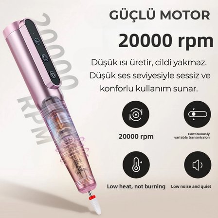 Kablosuz Elektrikli Tırnak Törpüsü Şarjlı Profesyonel Manikür Pedikür Cihazı 20000 RPM Tırnak Bakım Seti