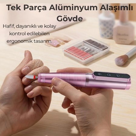 Kablosuz Elektrikli Tırnak Törpüsü Şarjlı Profesyonel Manikür Pedikür Cihazı 20000 RPM Tırnak Bakım Seti