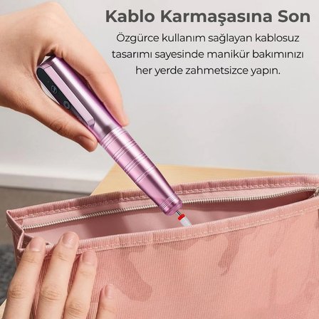 Kablosuz Elektrikli Tırnak Törpüsü Şarjlı Profesyonel Manikür Pedikür Cihazı 20000 RPM Tırnak Bakım Seti