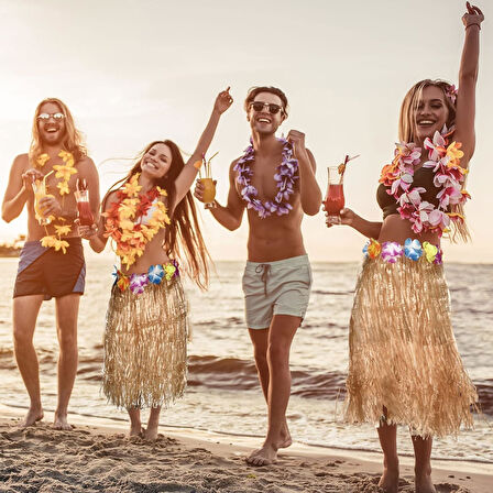 Hawaii Tarzı Hula Eteği – 60 cm Hasır Naturel Etek (5263)