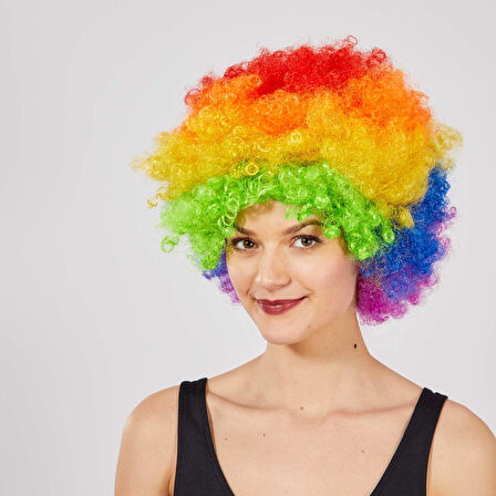 Rengarenk Kıvırcık Afro Bonus Peruk (5263)