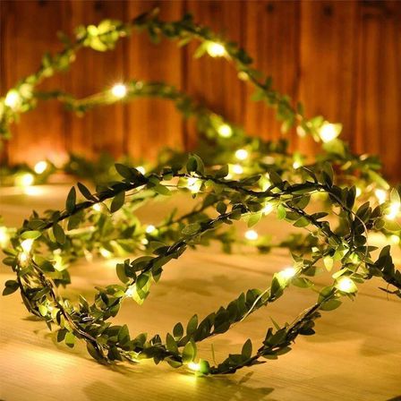Yapraklı Dekorlu 3 Metre Peri Led Pilli  Işık Yılbaşı Aydınlatma (5264)