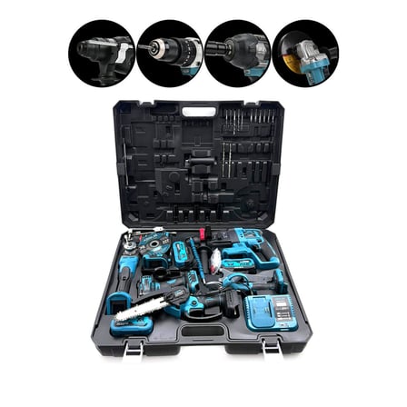 6PCS USTA ELEKTRİKLİ ALET SETİ ŞARJLI=21V SPRAL TAŞLAMA - HİLTİ - BAĞ MAKAS - SOMUN SÖKME - DARBELİ VİDALAMA - BUDAMA TESTERE PLASTİK ÇANTAL ASR-1111 (5264)