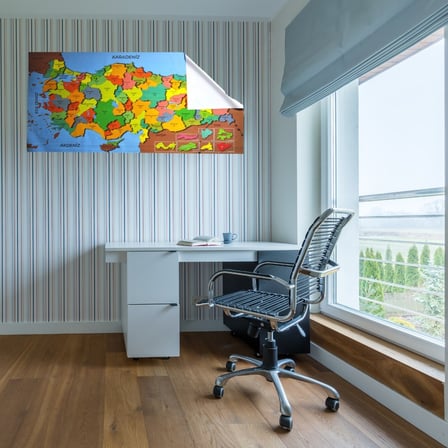 Renkli Türkiye Haritası Manyetik Yapıştırıcı Gerektirmeyen Duvar Stickerı 118 CM * 56 CM (5264)