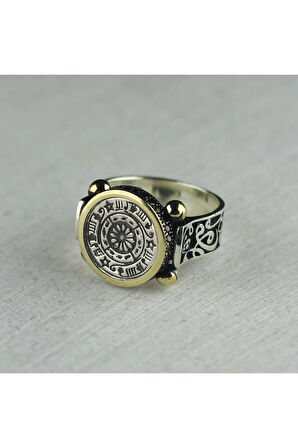 Erkek Gümüş Yüzük - Rufai Gülü İşlemeli Oval Model Erkek Yüzük