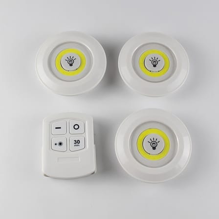 3&amp;apos;lü Uzaktan Kumandalı Pilli Yapışkanlı Kablosuz Led Spot Lambalar (5264)