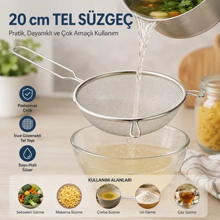 20CM TEL SÜZGEÇ METAL SAPLI KULAKLI (5264)