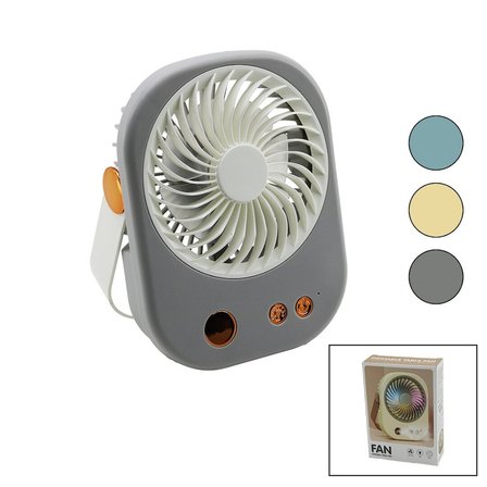 IŞIKLI MİNİ FAN MASA ÜSTÜ USB ŞARJLI 2İN1 KULP=TAŞIMA - DURUŞ 3 KADEME HIZ 15.5X12CM BJJ-565 (5264)