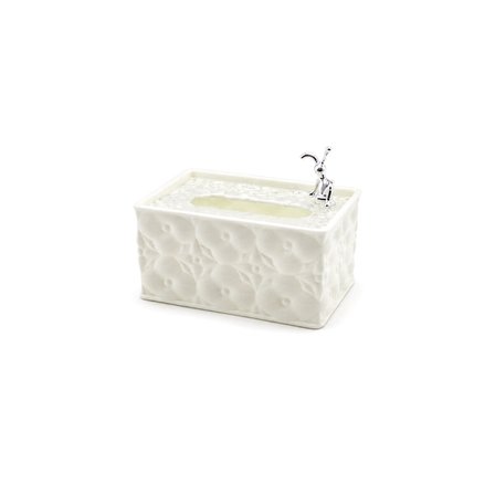 18.4X12.5X9CM BEYAZ YAYLI MASAÜSTÜ DEKORATİF DİKDÖRTGEN PEÇETELİK (5264)