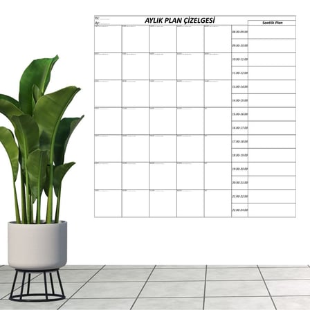 Aylık Planlayıcı Manyetik Duvar Stickerı Takvim Plan Çizelgesi (5264)