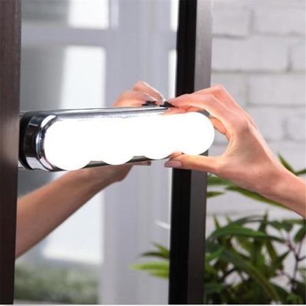 Kablosuz Parlak Banyo Stüdyo Makyaj Aynası Işığı Pilli Vantuzlu Taşınabilir 4 Led Ampul (5264)