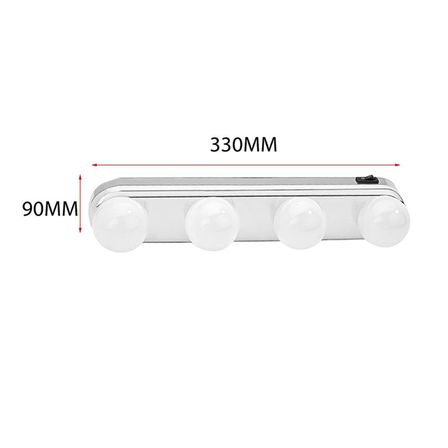 Kablosuz Parlak Banyo Stüdyo Makyaj Aynası Işığı Pilli Vantuzlu Taşınabilir 4 Led Ampul (5264)
