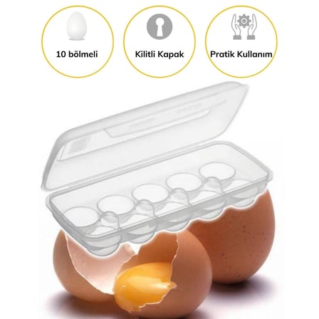 10 Bölmeli Kilitli Kapaklı Yumurtalık Saklama Kutusu YU110 (5264)