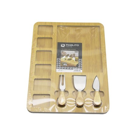 DİKDÖRTGEN  6+1 BÖLMELİ   MDF  KAHVALTI PEYNİR SUNUM PANOSU 3 BIÇAK=AHŞAP SAP 30X39.5CM (5264)