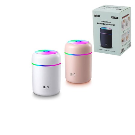 KLASİK 300ML H2O MİNİ USB ŞARJ- IŞIKLI HAVA NEMLENDİRİCİ - BUHAR MAKİNE - KOKU GİDERİCİ HERHANGİ BİR RENK GÖNDERİLİR (5264)