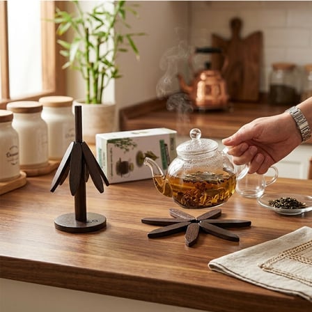 STANDLI=AĞAÇ MODEL 2PCS AHŞAP BAMBU KATLANIR NİHALE YAPRAKLI ÇİÇEK MODELİ= ÇAP: 20CM (5264)