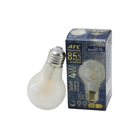 ATC-A60-SS VİNTAGE SOSOFT FİLAMENT 4W LED AMPUL LAMBA E27 KIRILMAZ PLASTİK CAM 400 LÜMEN 2200K 25.00