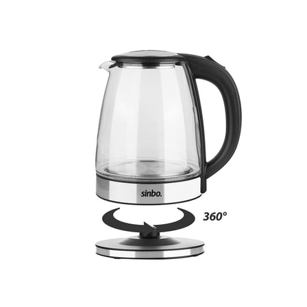 CAM - LEDLİ KETTLE 1.8LT  GİZLİ REZİSTANS - KABLOSUZ 360 DERECE GÖVDE 1500W SK-8033 (5264)