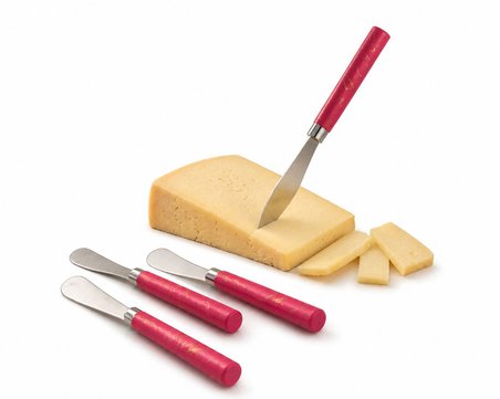5 PARÇA  UZUN KAHVALTI BIÇAK - KIRMIZI MERMER DESEN SAPLI 16.5 cm (5264)