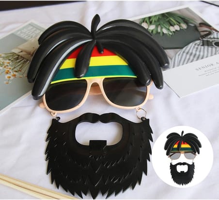Rasta Peruklu Rasta Sakallı Bob Marley Bıyıklı Parti Gözlüğü 27x18 cm (5264)