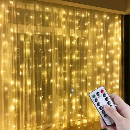 Uzaktan Kumandalı LED Perdeye Takılabilen Kancalı Işık Usb 3x3 Metre Peri Perde LED (5264)