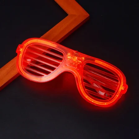 Kırmızı Led Işıklı Parti Gözlüğü - Neon Glow Şerit Gözlük 3 Modlu (5264)