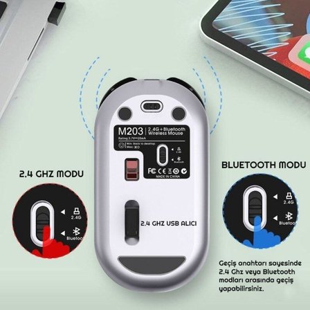 Sessiz Kablosuz Mouse – Wireless Optik Mouse, Sessiz Tıklama, Ergonomik Tasarım (5264)