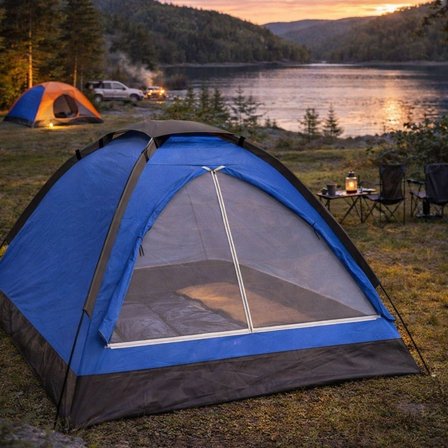 3 Kişilik Manuel Kamp Çadırı – Düz Kapılı Outdoor Aile, Doğa, Piknik ve Kamp Çadırı 200x150x110 cm (5264)