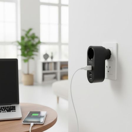 2 USB,1 TYPE-C Girişli 1&amp;apos;li Çocuk Korumalı,Isıya Karşı Dayanıklı 2500Watt Termal Akım Korum