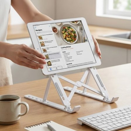 Plastik Katlanır Tablet Standı – Ayarlanabilir Açılı, Taşınabilir Masaüstü Telefon ve Tablet Tutucu Stand (5264)