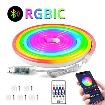 Neon LED Esnek Aydınlatma - RGB MAGIC SMART - 5 Metre Paket IP67 - Uzaktan Kumanda + Uygulama (5264)
