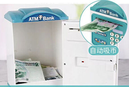 Parmak İzi Görünümlü Elektronik Şifreli Otomatik Kağıt Para Alan ATM Kumbara (5264)